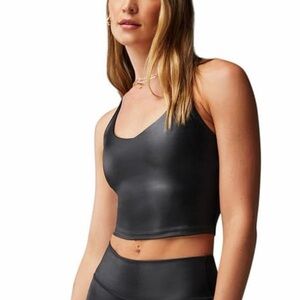 Fabletics Black Scoop Neck Crop Tank Sports Bra shine The Khloe Edit